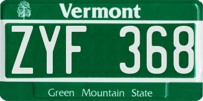 VT license plate ZYF368