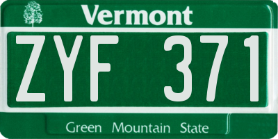 VT license plate ZYF371