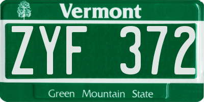 VT license plate ZYF372