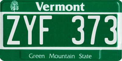 VT license plate ZYF373