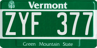 VT license plate ZYF377