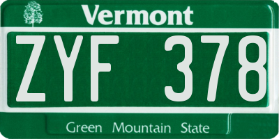 VT license plate ZYF378