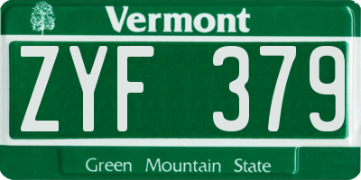 VT license plate ZYF379