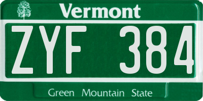 VT license plate ZYF384