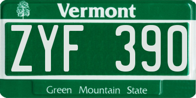 VT license plate ZYF390