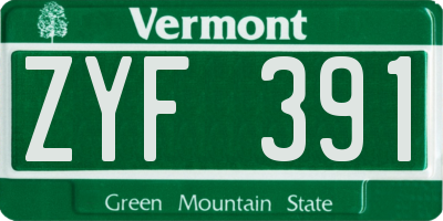 VT license plate ZYF391