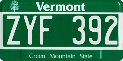 VT license plate ZYF392