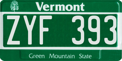 VT license plate ZYF393