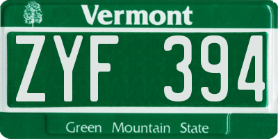 VT license plate ZYF394