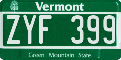 VT license plate ZYF399