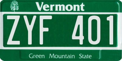 VT license plate ZYF401