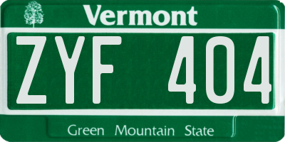 VT license plate ZYF404