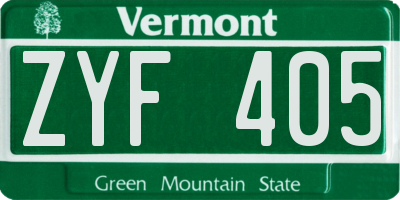 VT license plate ZYF405