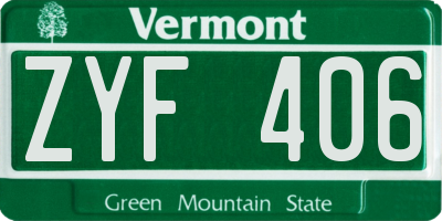 VT license plate ZYF406