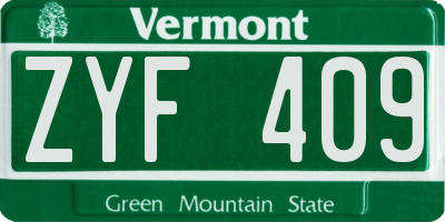 VT license plate ZYF409