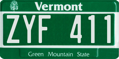 VT license plate ZYF411