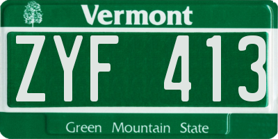 VT license plate ZYF413