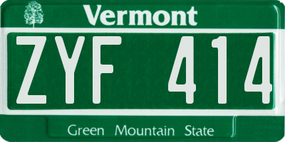 VT license plate ZYF414