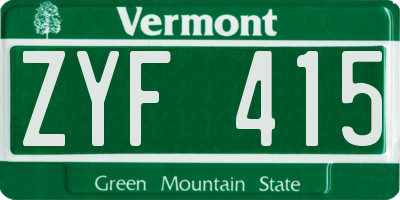 VT license plate ZYF415