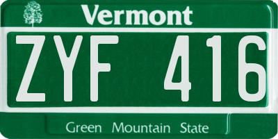 VT license plate ZYF416