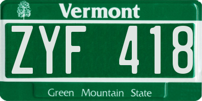 VT license plate ZYF418
