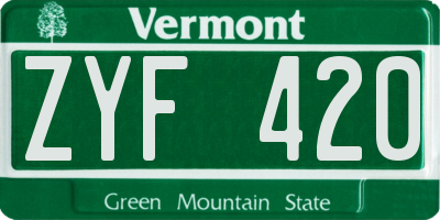 VT license plate ZYF420
