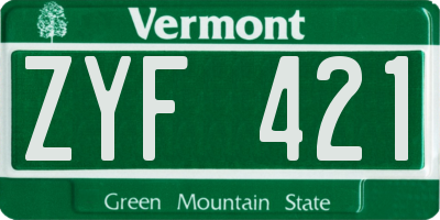 VT license plate ZYF421