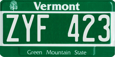 VT license plate ZYF423