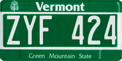 VT license plate ZYF424