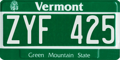 VT license plate ZYF425
