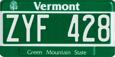 VT license plate ZYF428