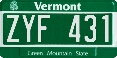 VT license plate ZYF431