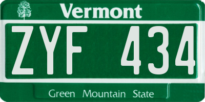 VT license plate ZYF434