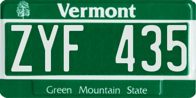 VT license plate ZYF435