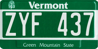 VT license plate ZYF437