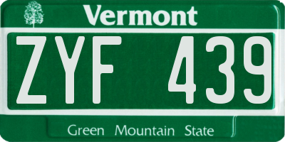VT license plate ZYF439