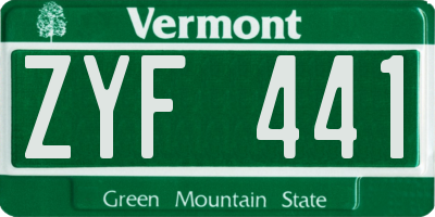 VT license plate ZYF441
