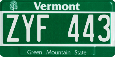VT license plate ZYF443
