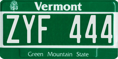 VT license plate ZYF444