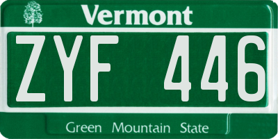 VT license plate ZYF446