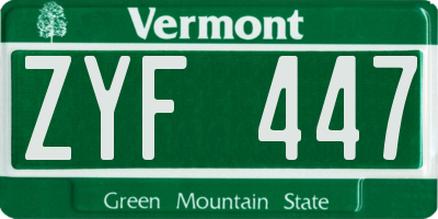 VT license plate ZYF447