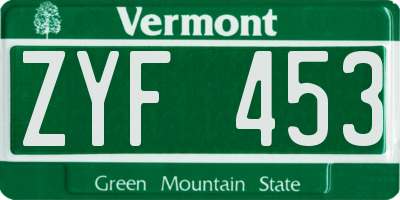 VT license plate ZYF453