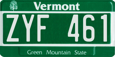 VT license plate ZYF461