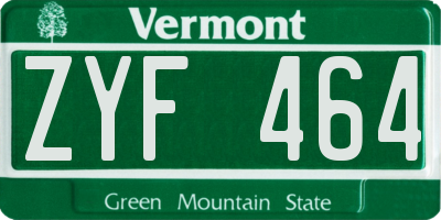 VT license plate ZYF464