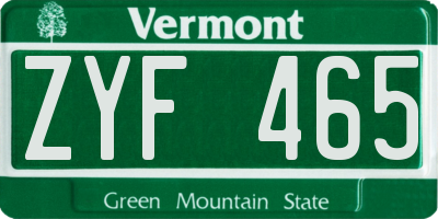 VT license plate ZYF465