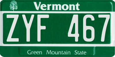 VT license plate ZYF467