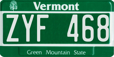 VT license plate ZYF468