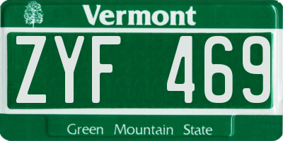 VT license plate ZYF469