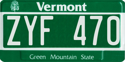 VT license plate ZYF470