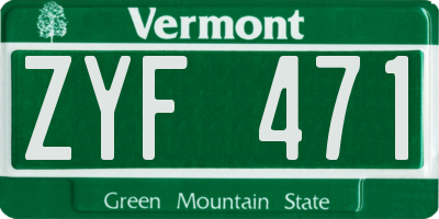 VT license plate ZYF471